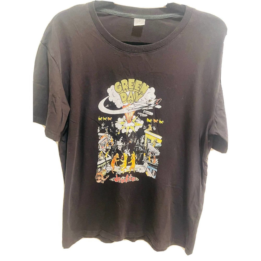 Green Day Dookie Album T-Shirt Medium Black 90s Y2K Music Concert Tour Merch Tee
